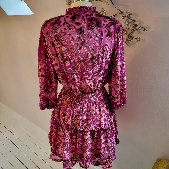 o.p.t Velvet Floral Pink Dress - Picture 4 of 9